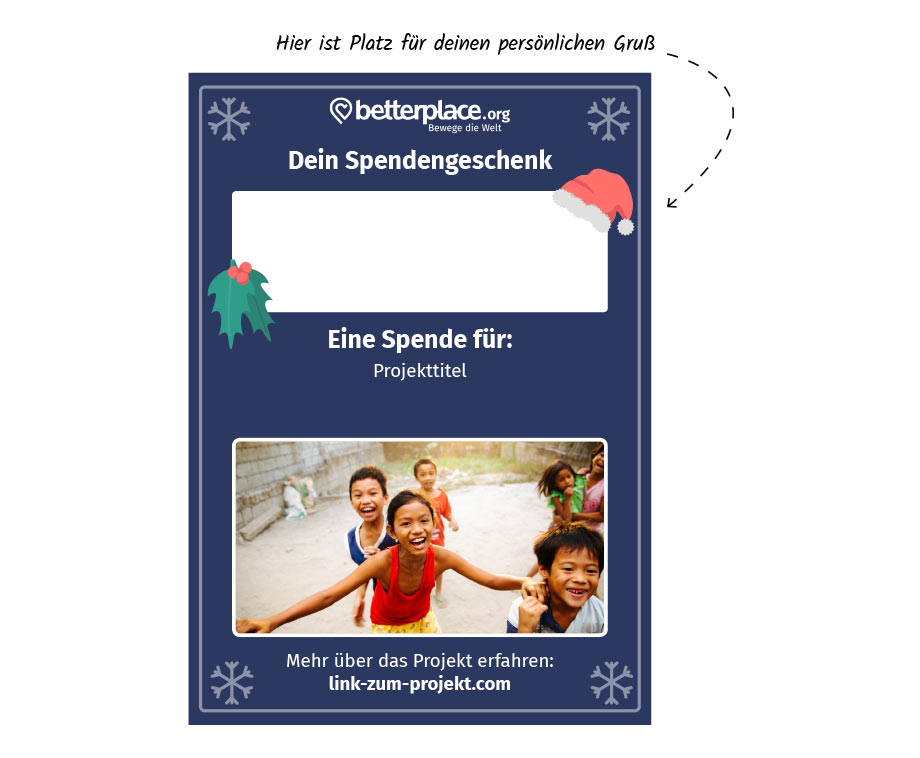 Spendenurkunde für ein Spendengeschenk bei betterplace.org