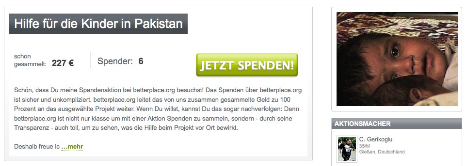 Hilfe für die Kinder in Pakistan