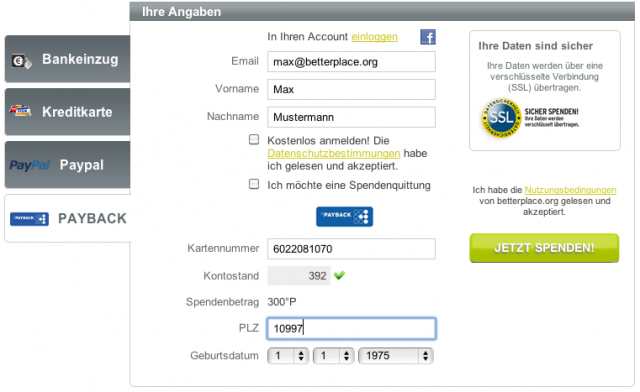 PAYBACK Punkte Spende