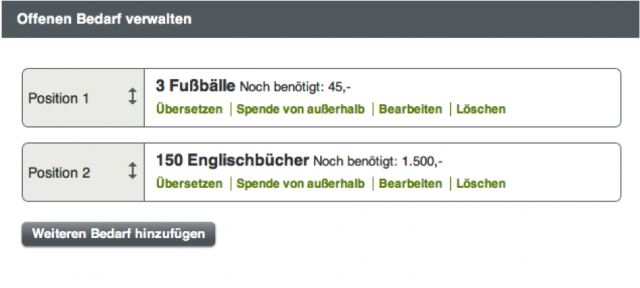Offener Bedarf verwalten
