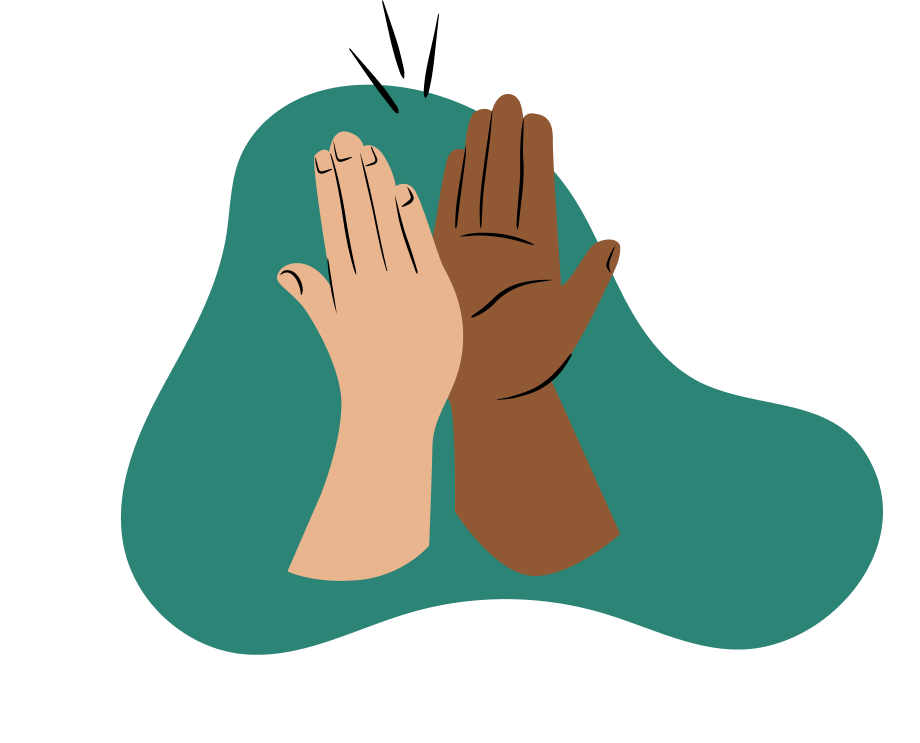 Eine illustrierte Grafik, die zwei Hände zeigt, die als high five einklatschen.